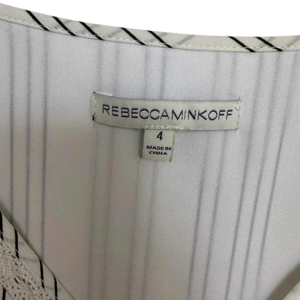 Rebecca Minkoff Taylor Striped Ruffle Dress Asymmetrical Hem Size 4 - Picture 5 of 7